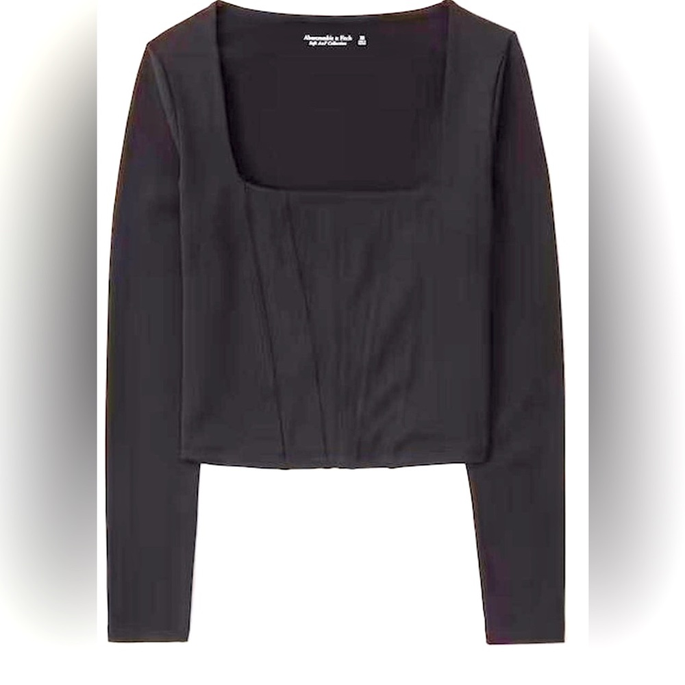 Abercrombie Long Sleeve Corset Top- Black, Size Small